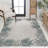 Schaal Coastal Cottage Palm Frond Border Blue/Cream Indoor/Outdoor Rug-722655144