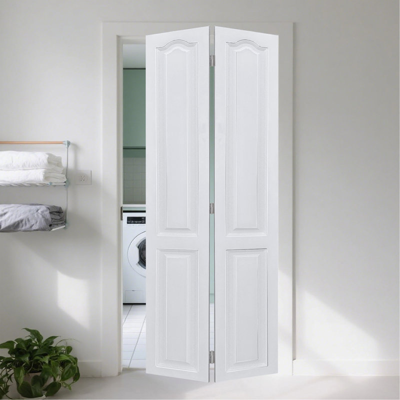 Porte artisanale moderne 3/4 po d'épaisseur 24 po X 79 po Porte pliante en MDF blanc uni avec trousse de quincaillerie
