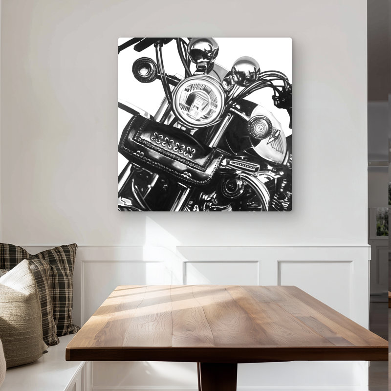Realistic motorcycle - Gray Hyperrealist metal print decor