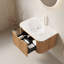 Meuble-lavabo mural moderne avec lavabo en verre et grand rangement