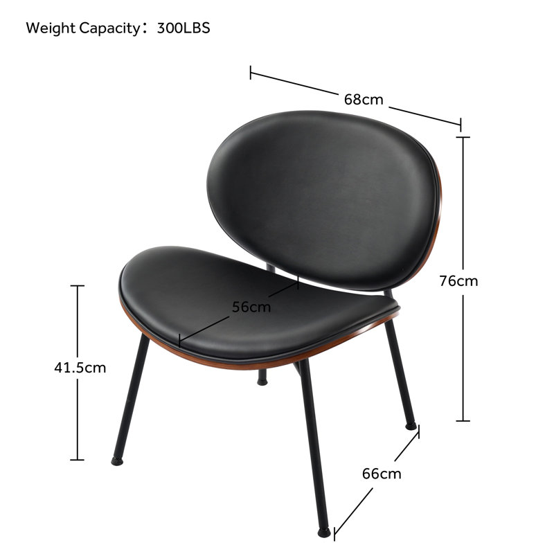 Chaise d'appoint moderne Modern Chair, Similicuir noir