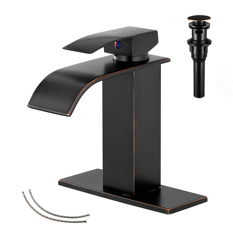 Single-Hole Single-handle Bathroom Faucet with Drain Assembly, Oil Rubbed Bronze