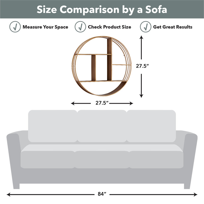 Entiat 3 Piece Circle Metal Accent Shelf, Gold