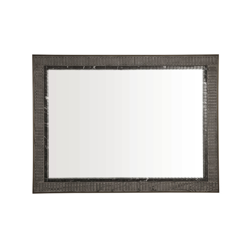 Crema Rectangle Solid Wood Wall Mirror, Black Grained Ash