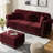 82.6" Upholstered Velvet L-Shaped Sectional Sofa with Ottoman, Mid-Century Modern Chesterfield Style, Button Tufted with Nailhead Trim & Rolled Arms, Includes 3 Pillows-1034346961
