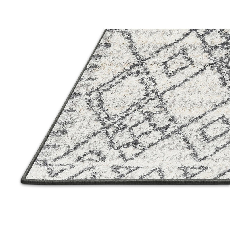 Tapis contemporain beige / blanc, Rectangle 8 pi x 12 pi