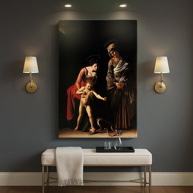 Madone et l'enfant avec Sainte Anne (Dei Palafrenieri) - Toile tendue avec châssis par Caravaggio, 40 po x 60 po