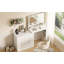 Meuble-lavabo 59 po avec miroir, miroir de coiffeuse avec lumières, coiffeuse avec 3 tiroirs et 2 armoires, coiffeuse avec tablettes de rangement pour la chambre à coucher, blanc