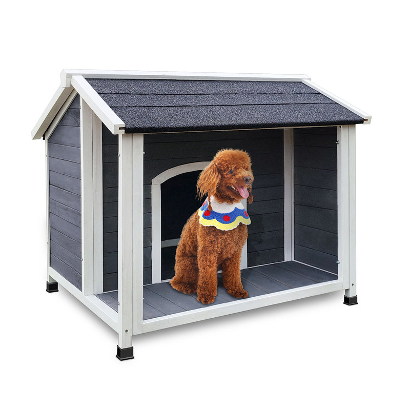 Niche pour chien d'extérieur en bois pour chien de taille moyenne - chenil imperméable et coupe-vent avec porche, abri pour chien facile à assembler