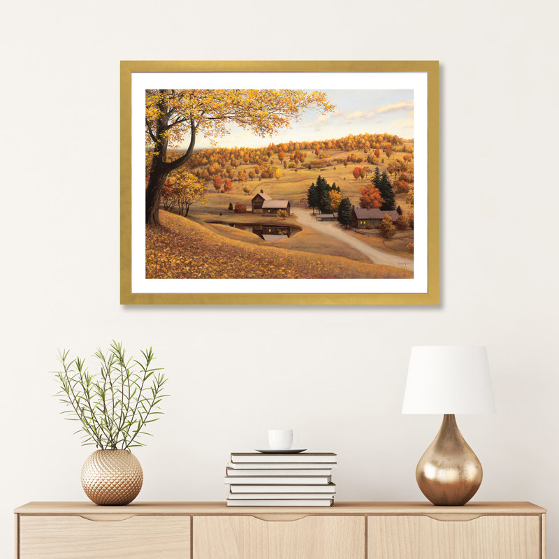 «Vermont Farm», reproduction de photo, H 16 po x l 24 po x P 1 po, Papier doré