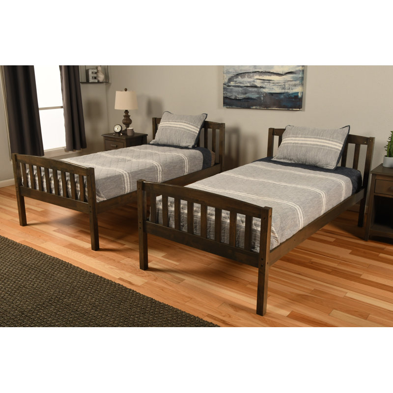 Lit superposé simple au-dessus de simple Aldwin, matelas non inclus, Twin Over Twin, Brun rustique