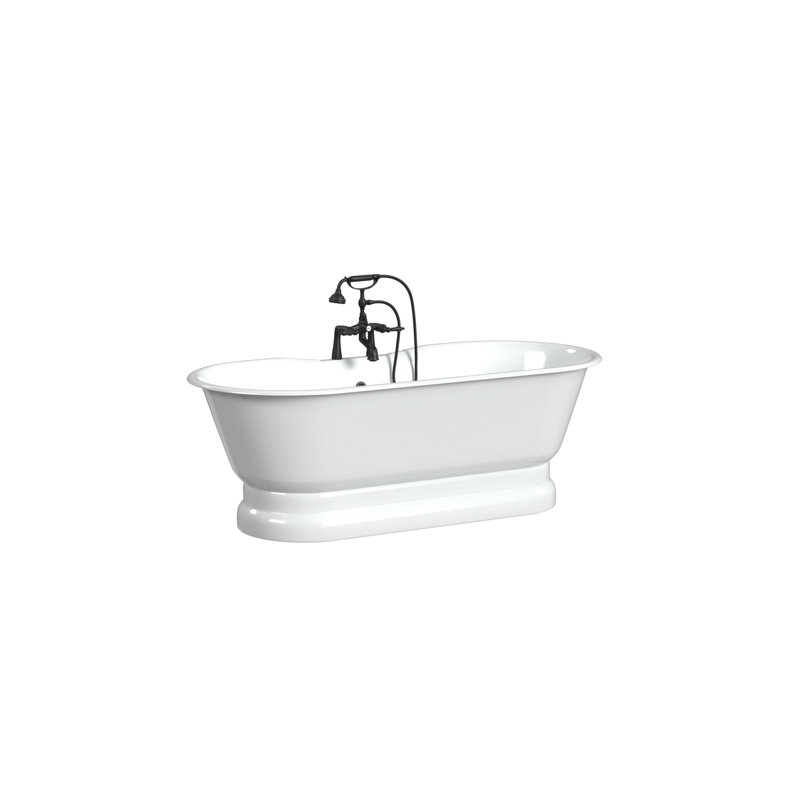 Regal 68'' L Freestanding Soaking Bathtub, White Interior with White Exterior, Cast Iron Pedestal Base