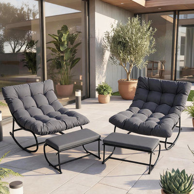 Metal Outdoor Rocker Chair with Cushions