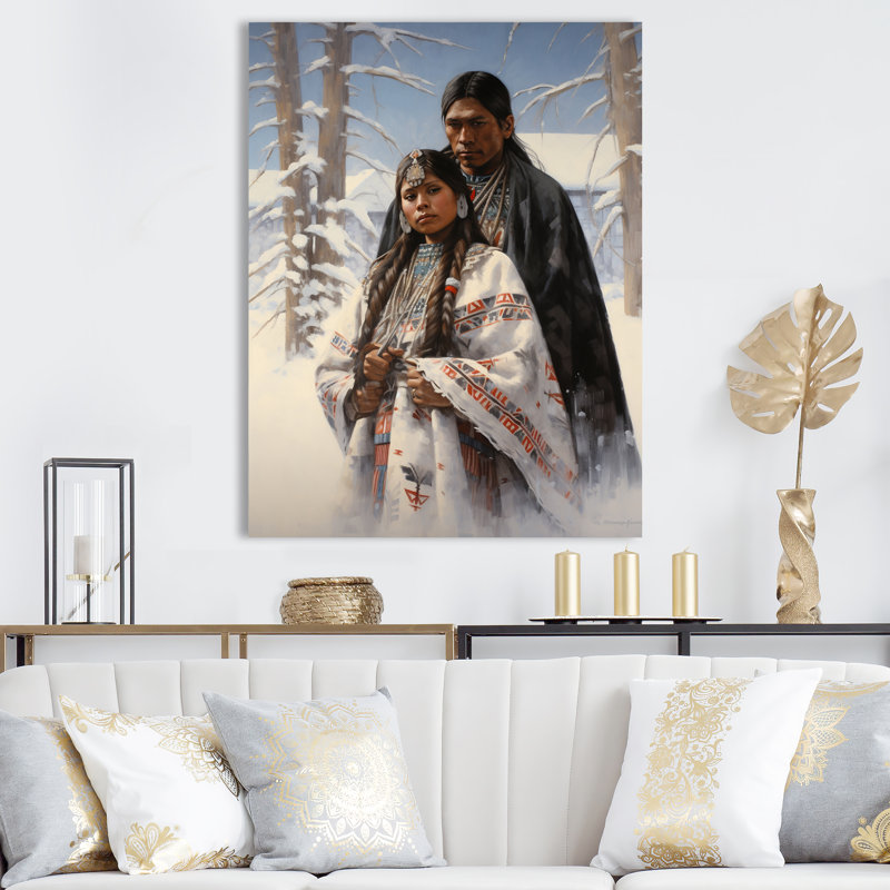 Native Winter Traditional Warrior, Toile tendue, H 20 po x l 12 po x P 1 po