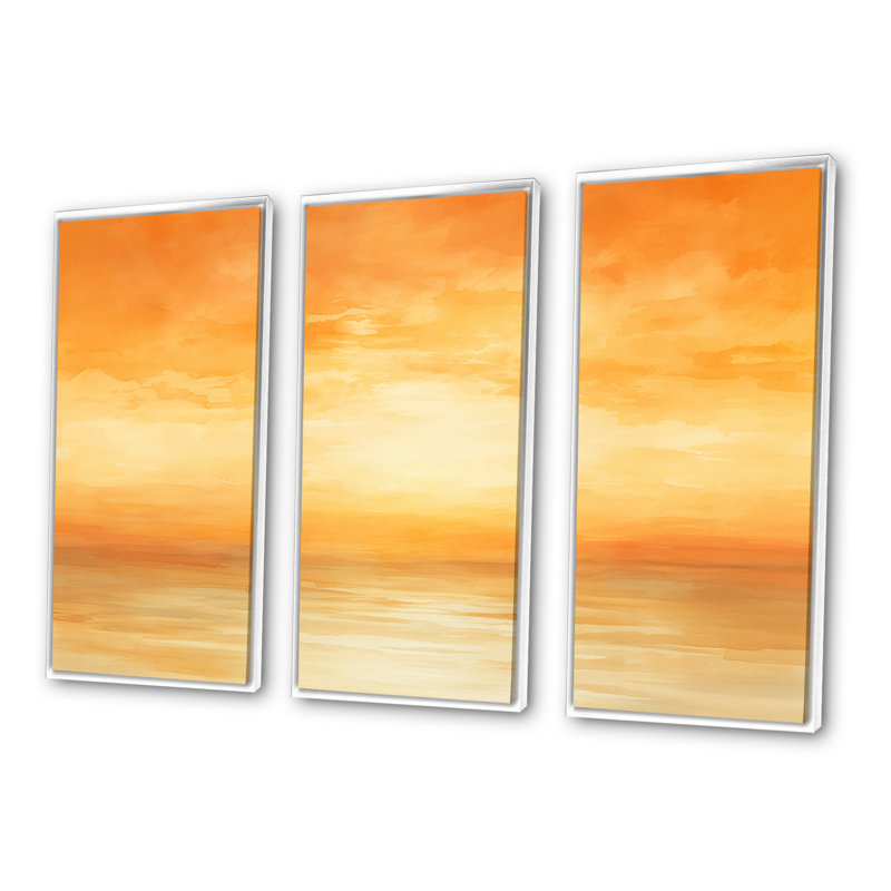 «Bold Sunset Coastal Horizon III», H 28 po x l 36 po x P 1 po, Cadre flottant blanc