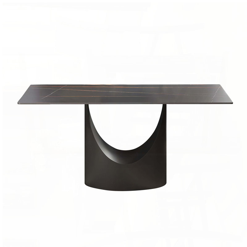 63'' Black Sintered Stone Dining Table for 6-8 with Black Legs, Black Top/Black Base, 29.53" H x 63" W x 31.5" D