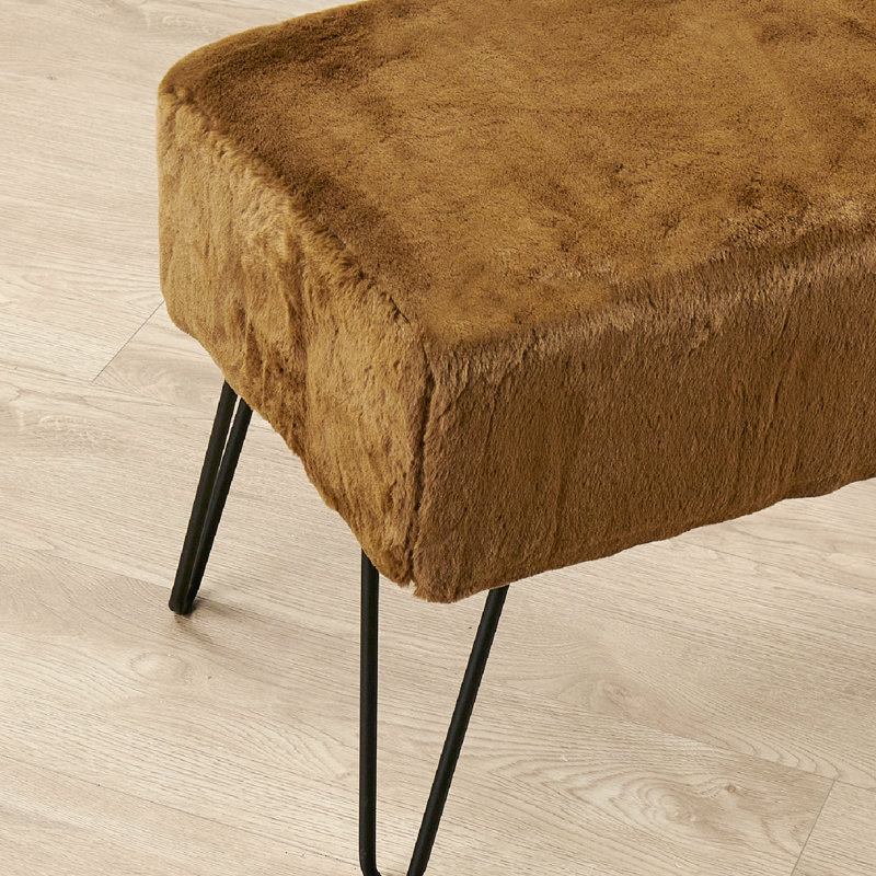 48.3cm Wide Rectangle Solid Colour Standard Ottoman, Otter Faux Fur