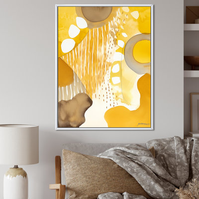 Moutarde jaune, rêves rétro, aquarelle - décoration murale moderne Mid-Century
