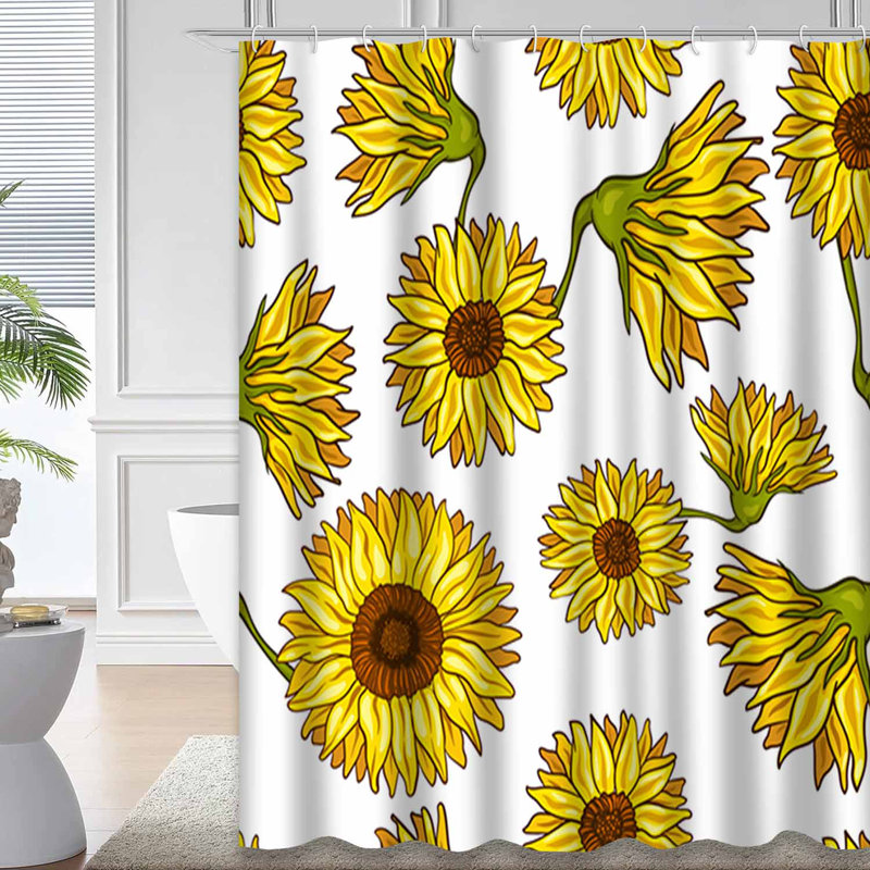 Rideau de douche imperméable en forme de fleur d'automne avec 12 crochets, L 72 po x l 72 po