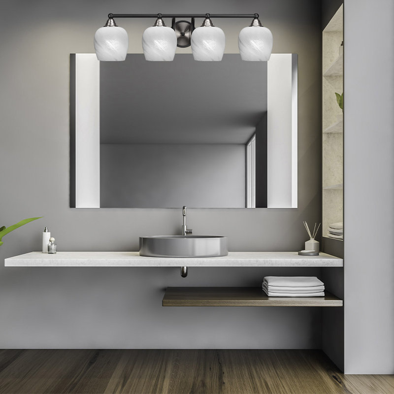 Michell 4-Light Bath Bar, Matte Black/Brushed Nickel