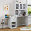 Bureau d'ordinateur avec porte vitrée pour bureau à domicile ou bureau d'étude, bibliothèque et huche, bureau d'ordinateur avec bureau rotatif à 90 degrés, grand espace de travail-749730233