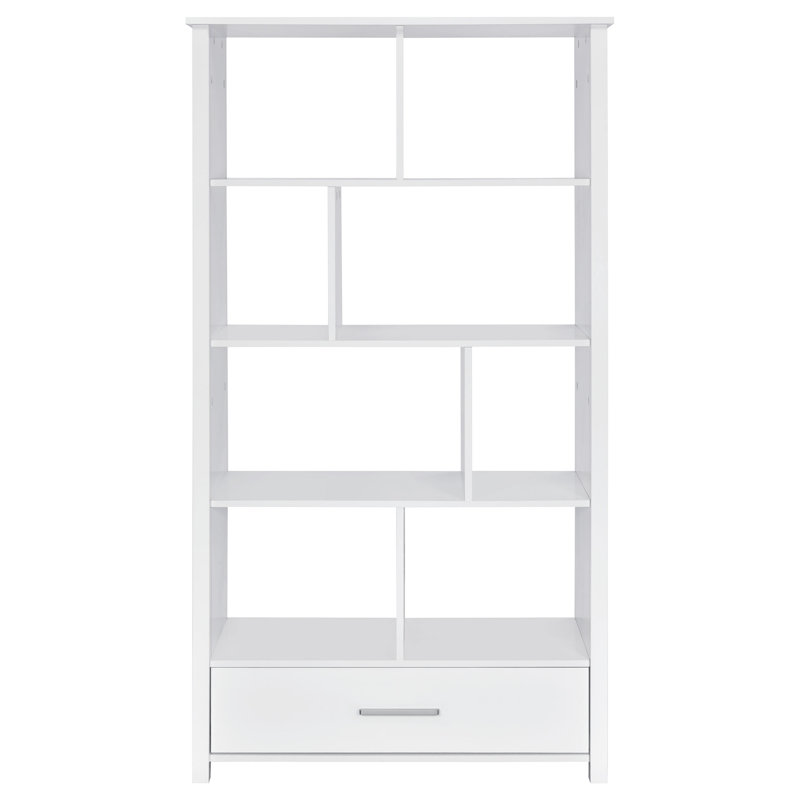 Bibliothèque de rangement à 4 tablettes, Blanc brillant