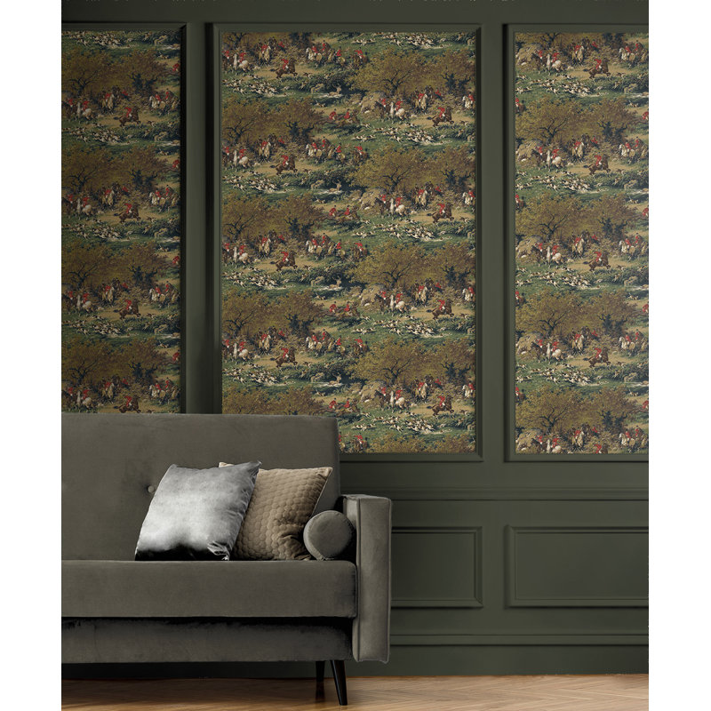 Papier peint auto-adhésif Harry & Grace Olive & Midnight Taunton, Vert / Bleu / Brun