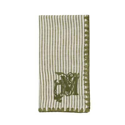 TWILL STRIPE GREEN Monogrammed Napkin Set