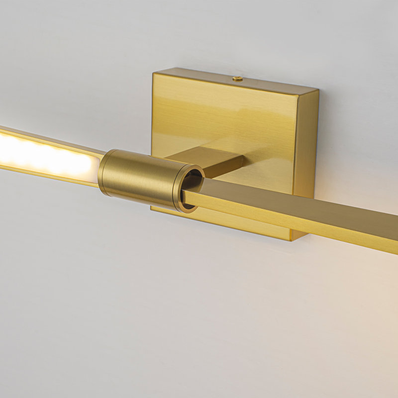 Modern Brass LED Bath Sconce with With PC Flat Shade