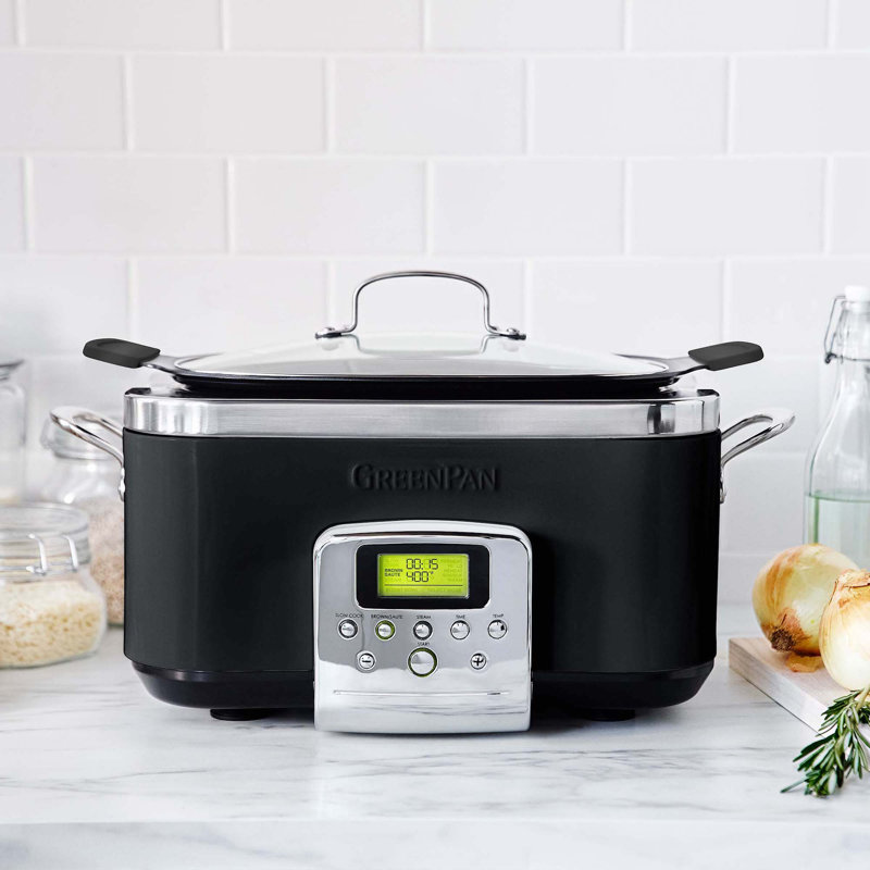 GreenPan Elite Ceramic Nonstick 6-Quart Slow Cooker, Black