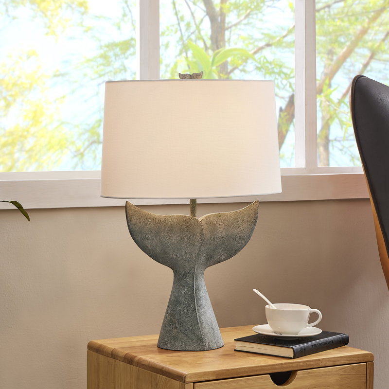 23"H Blue Coastal Whale Tail Table Lamp