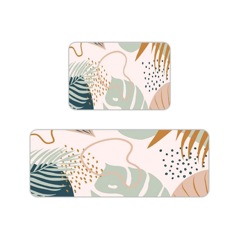 Multicolore, ensemble de 2 tapis de cuisine à motif de feuilles tropicales Boho