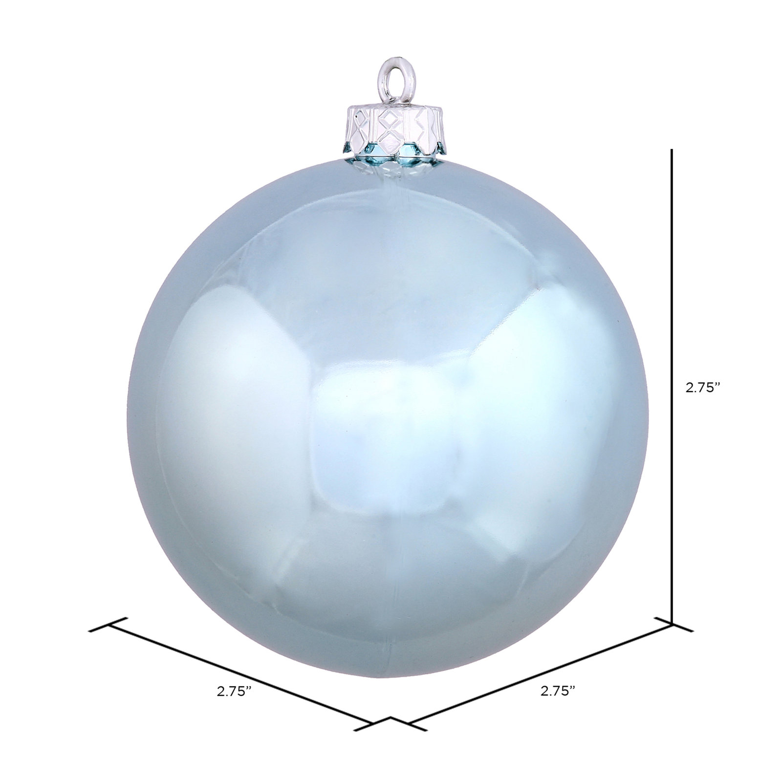 Holiday Décor Ball Ornament, 2.75" H x 2.75" W x 2.75" D, Baby Blue