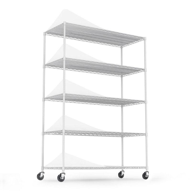 7500Lbs Heavy Duty Adjustable Storage Rack Metal Shelf Wire Shelving Unit With Wheels & Shelf Liners, White