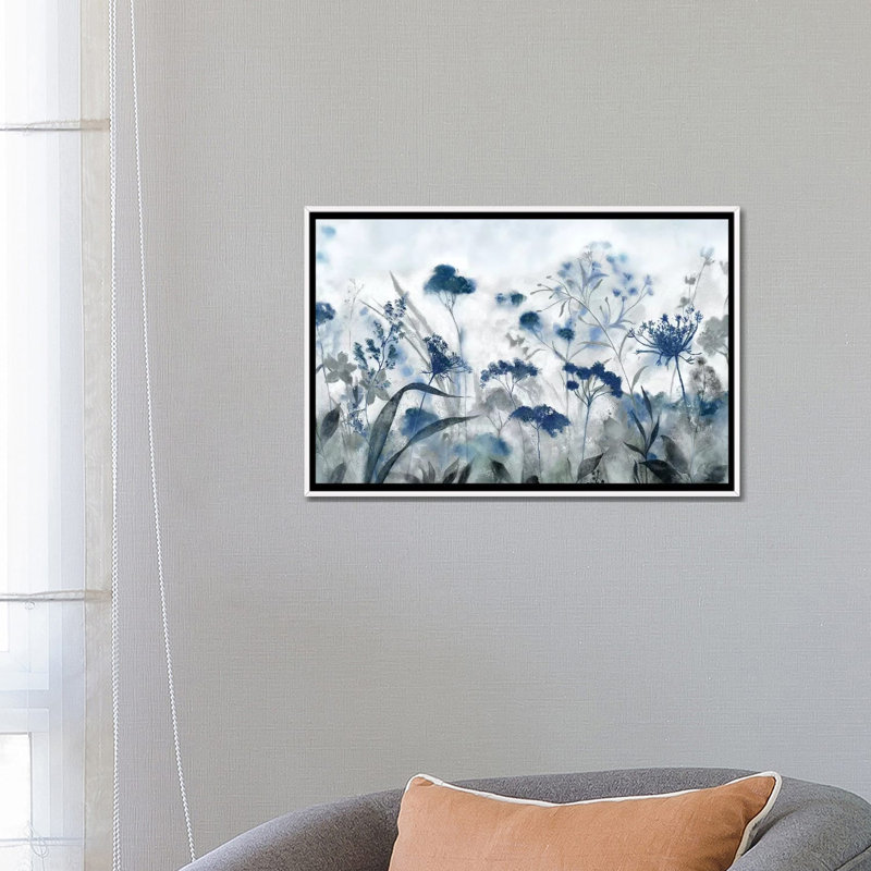 Inky indigo - reproduction d'art, H 18 po x l 26 po x P 1,5 po, Toile blanche encadrée, Aucun mat