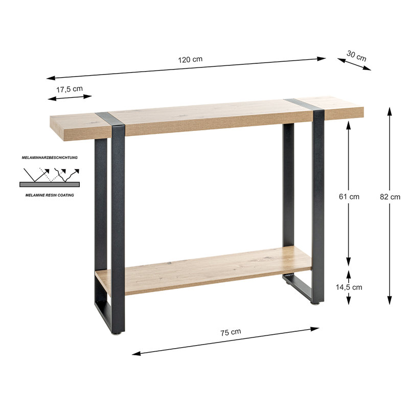 Prague 120Cm Console Table, Light Oak