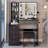 37" Middle Size Left Bedside Cabinet Vanity Table + Cushioned Stool Dresser Set, 2 AC+2 USB Socket, Hair Dryer Stand, Large Touch Control LED Sliding Mirror, 3-Color Switch, EPA, GCC, UL Certificate-1175954280