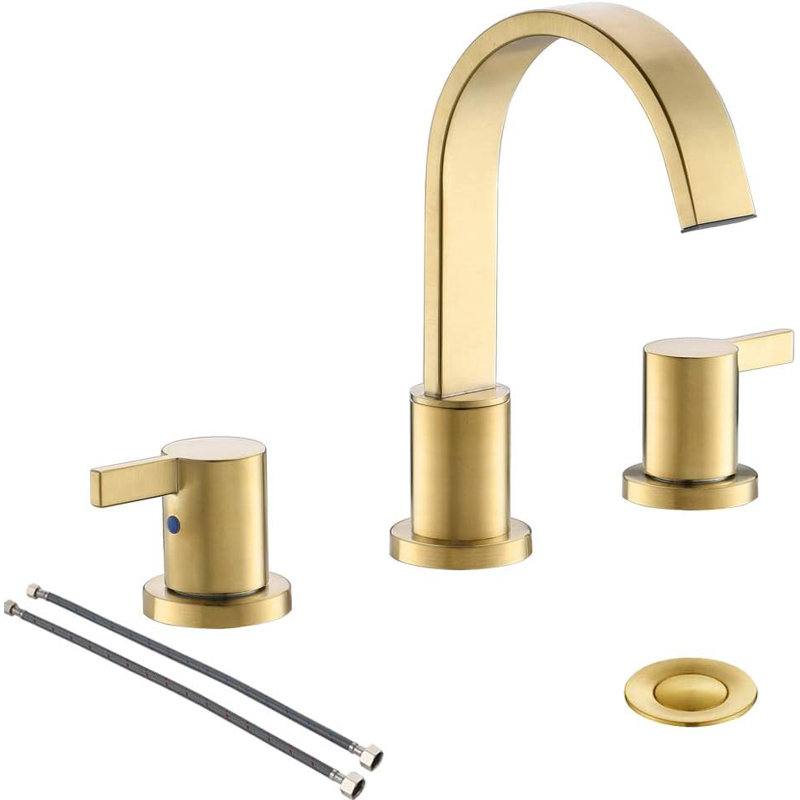 2-handle Bathroom Faucet with Drain Assembly, Brushed Gold