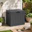 Coffre de terrasse en résine résistant aux intempéries 35 gallons avec couvercle verrouillable et poignées latérales, gris