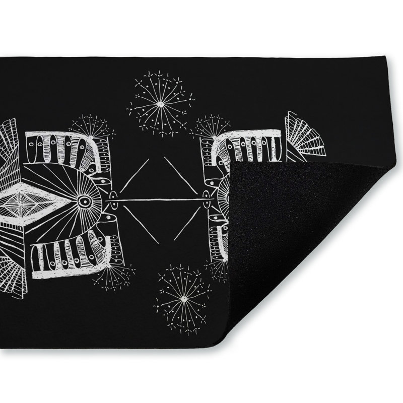 Tapis d'extérieur à motif géométrique Fractal Elements, par El Perkin, 18 po x 30 po, Éléments géométriques fractaux