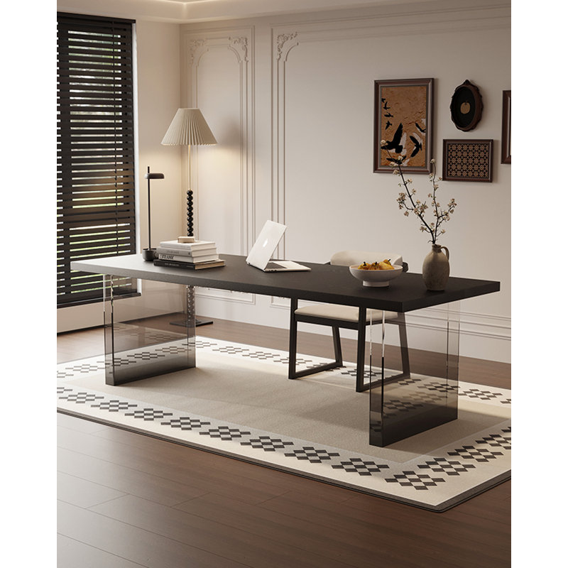 Bureau noir en bois massif, H 29,53 po x l 78,74 po x P 31,5 po