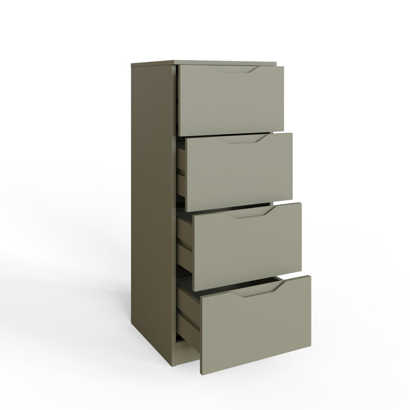 Groove Handle Slim 4 Drawer Chest, Green