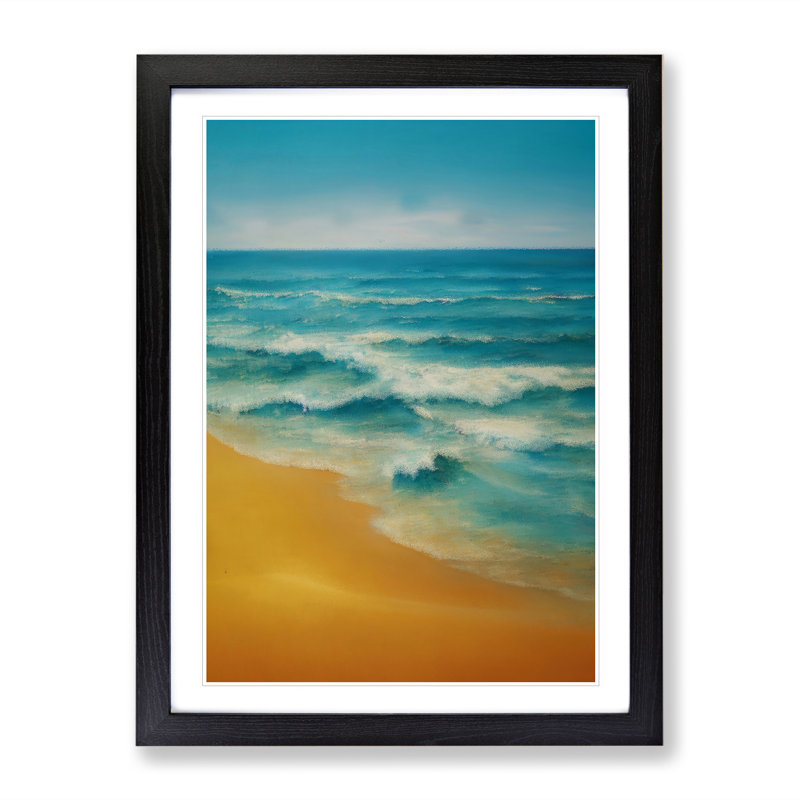 Beach Glow - Single Picture Frame Print, Black Framed, 64cm H x 46cm W x 2cm D