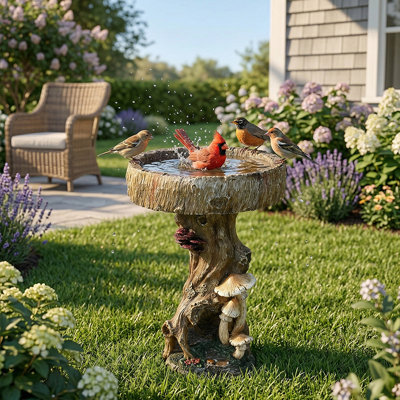 Bird Bath For Outside, 15.7" Dia  Birdbath For Outdoors, Multi-Functional Bird Bath & Feeder Bowl For Garden Patio Yard Lawn Outdoor Decor