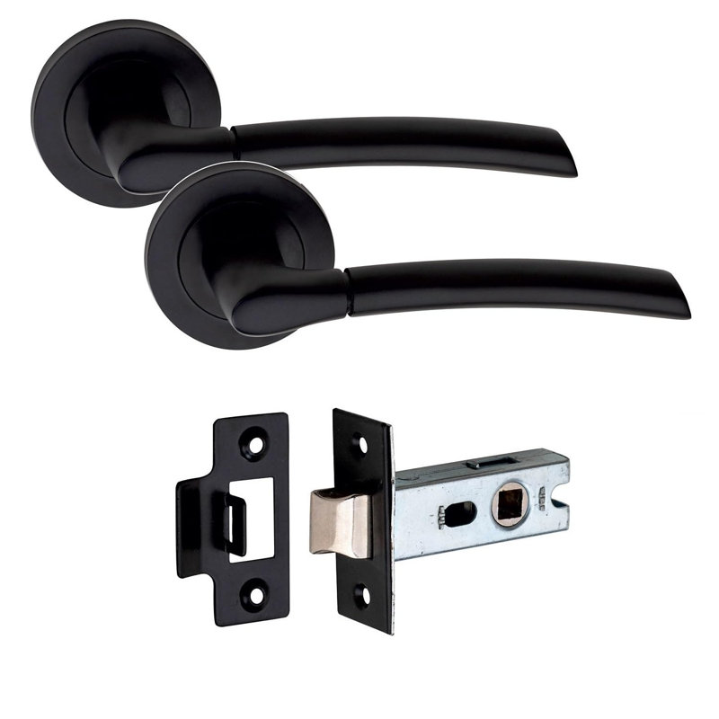 1 Pair Indiana Design Door Handles with Spindle and Fixings, Latch, Lockable
