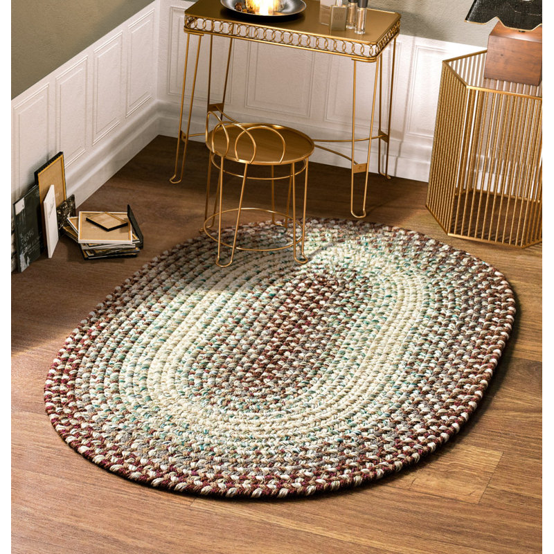 Tapis tressé bourgogne/beige Johannah, Ovale 3 pi x 5 pi