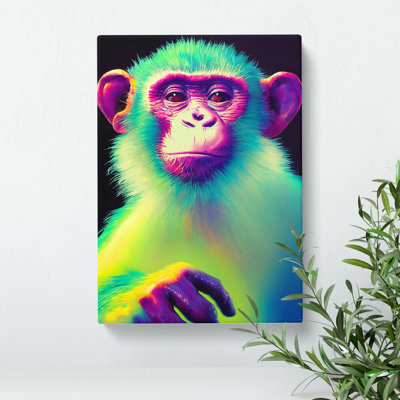 Neon Monkey No.1 - Wrapped Canvas