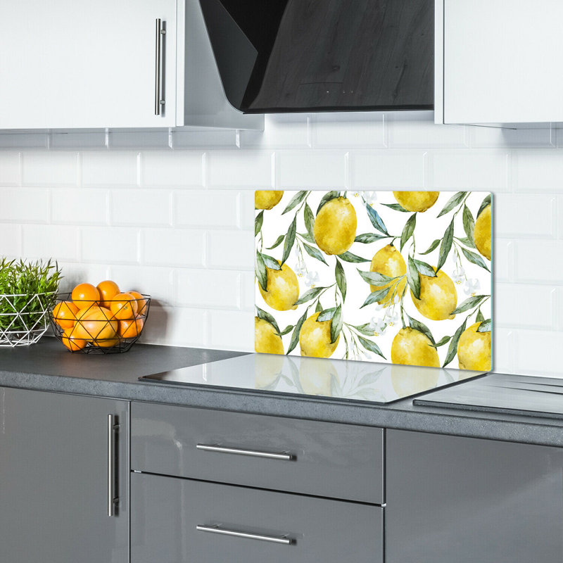Attica Tempered Glass Lemons Chopping Board, 52cm x 80cm