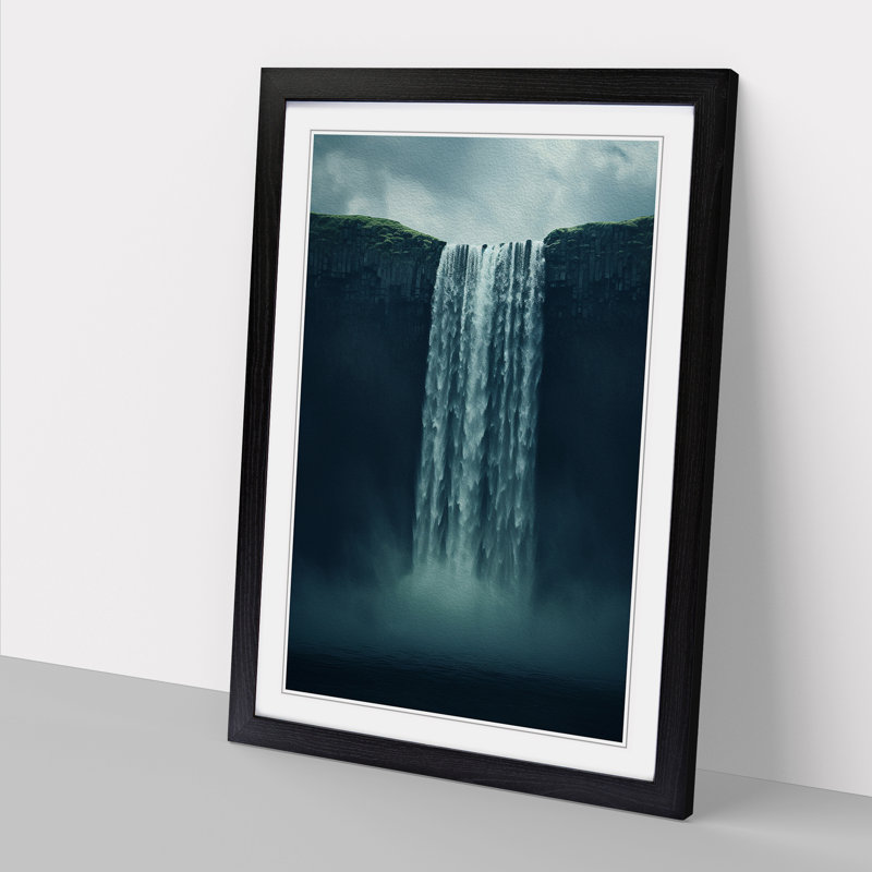 Waterfall Minimalism No.2 - Framed Print, Black , 46cm H x 34cm W x 2cm D