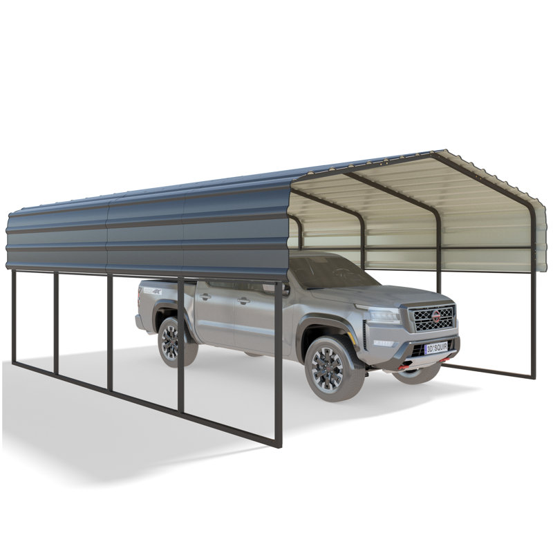 12 Ft. W x 20 Ft. D Carport with Galvanized Steel Roof